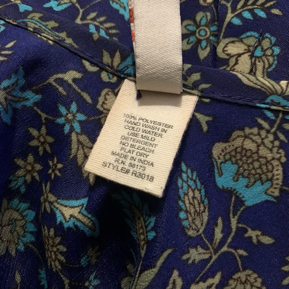 RAGA Anthropologie women's size S Blue Floral Print Spaghetti Strap Rayon Top - Picture 6 of 8